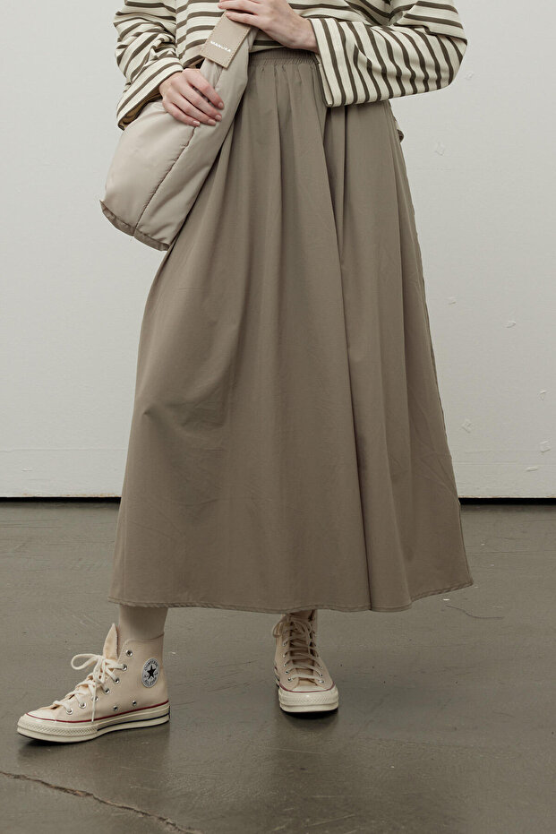 VOLNÝ STŘIH KOMFORTNÍ SUKNĚ KHAKI - 6