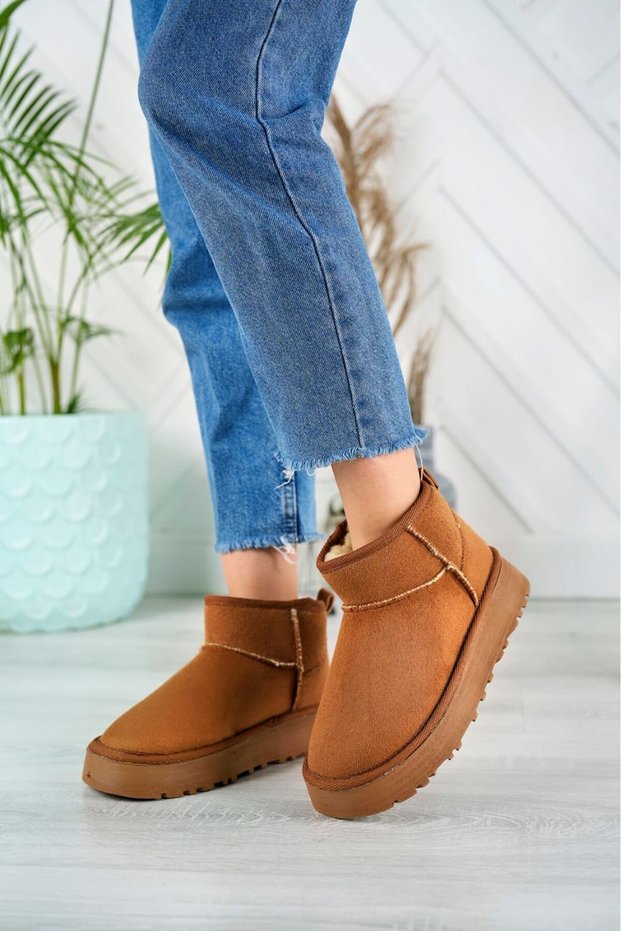 WOMEN'S SUEDE THICK SOLE FOOT BOOTS WITH FEATHER INSIDE