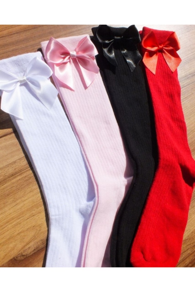 baby and child knee-high socks with bow, 4-pack