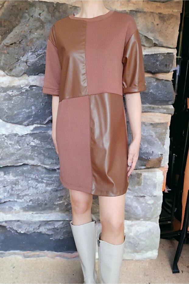 Deri Garnili Elbise - 7