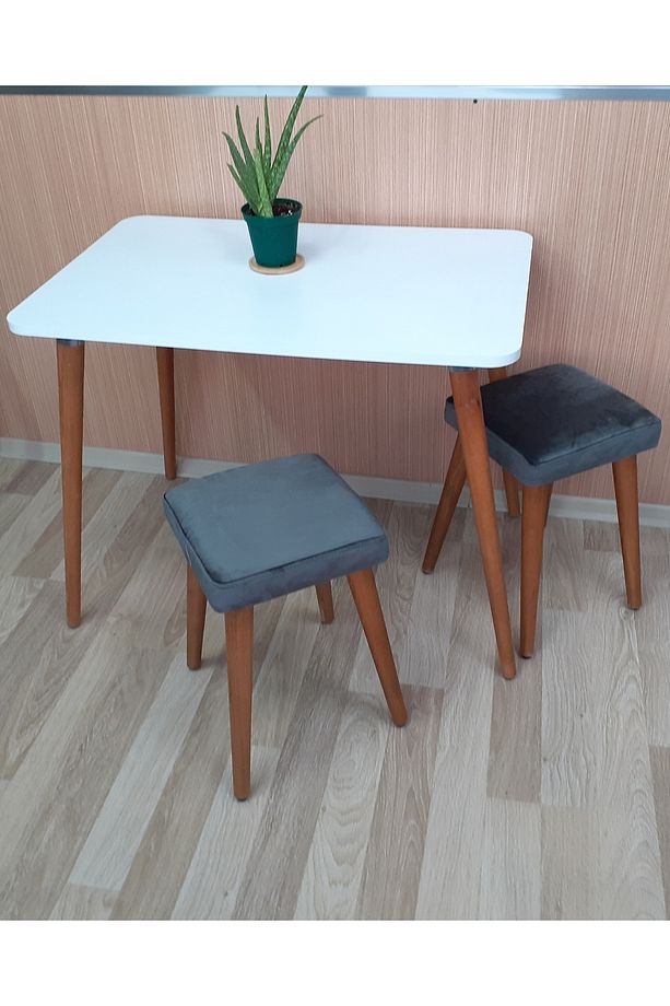 Gürgen 4 Ayaklı Tabure Puf Bank Salon Yatak Odası Mutfak Taburesi - 4