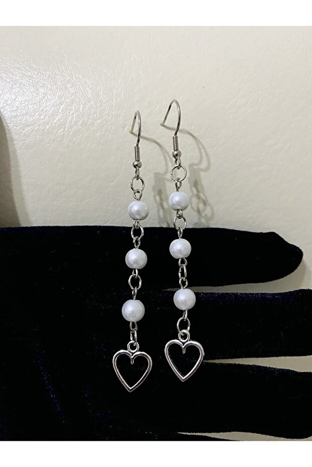 Glass Pearl Fairycore Heart Earrings
