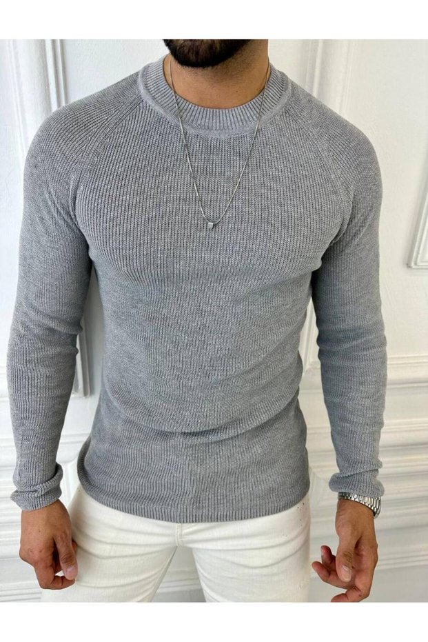 Sweater Slim Fit Natural Knitted Cotton Non-Pilling Knitwear Slim Fit Body Sweater