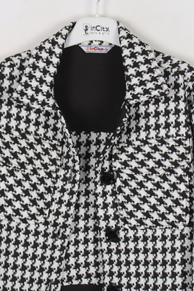 سترة بأزرار بنمط هاوندزتوث للفتيات - 4
