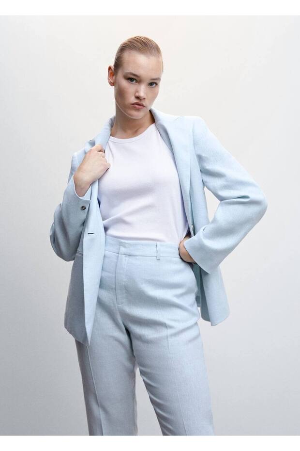 %100 Keten Pantolon - 5