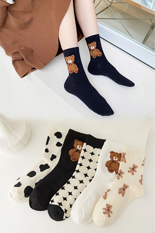 5 'li Kadın Extra Rahat Kolej Çorap - 1