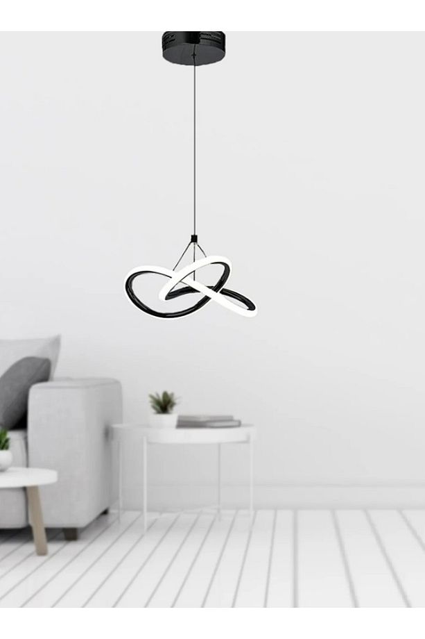 Modern Tekli Sarkıt Power Led Avize Siyah Beyaz Işık Ledli Salon Oturma Odası Avize - 3