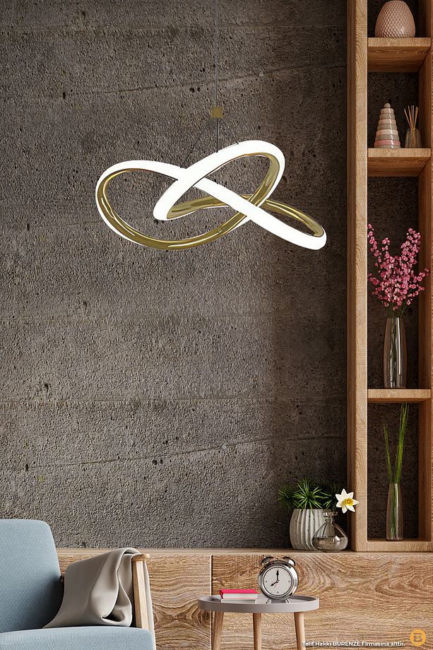 Modern Tekli Sarkıt Power Led Avize Eskitme Beyaz Işık Ledli Salon Oturma Odası Avize - 1