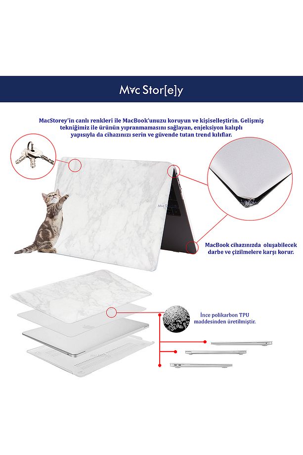 Macbook Air Kılıf 13inç (ESKİ USB'Lİ MODEL 2010-2017) A1369 A1466 Ile Uyumlu Mermer - 7