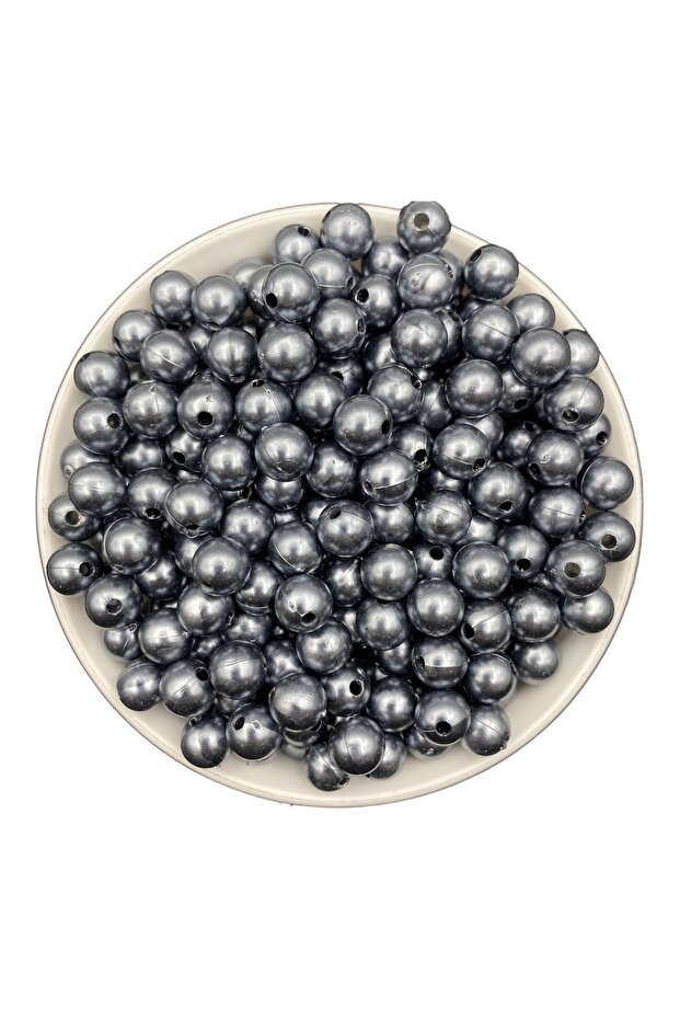 100gr 10mm Dark Gray / Smoked / Anthracite Color Plastic Pearl Beads, Jewelry Making Beads (100gr,~200 Pieces)