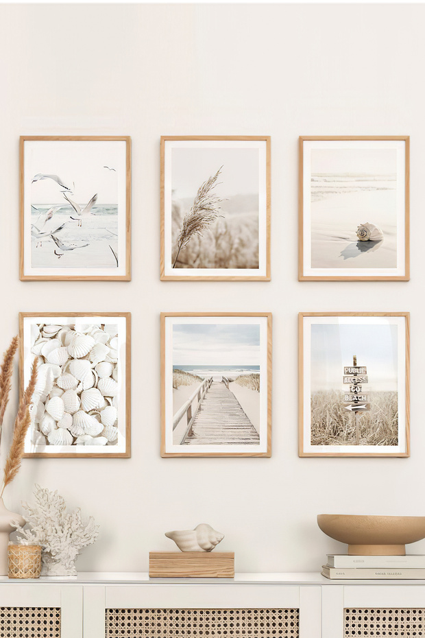 6 Piece Painting Set with Real Wood Frame