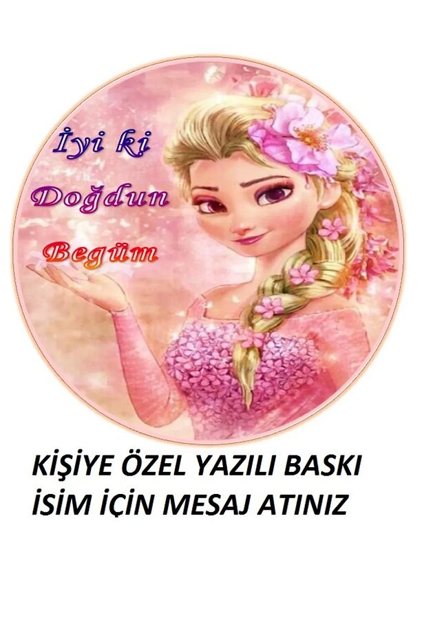 İsimli For Elsa Resimli Özel Yuvarlak Şekerli Kağıt Yenilebilir Kağıt Üzerine Resimli Pasta Baskısı - 1