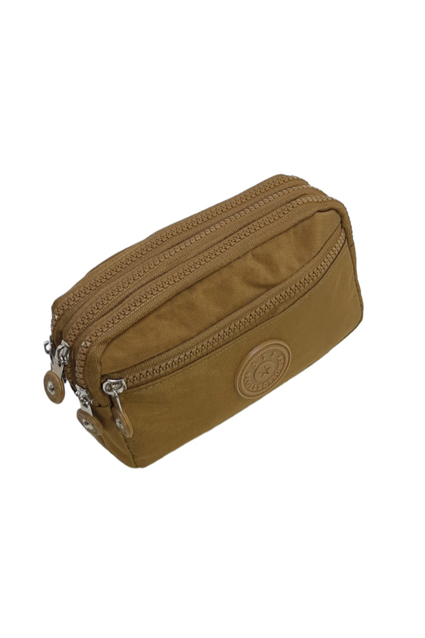 Klinkir Fabric Multi-Pocket Wallet Clutch Bag Crossbody Bag Rainproof Women Messenger Bags Tan Color