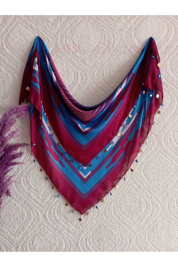 WOMEN'S BURGUNDY-BLUE TUBURNET LILA EVIL EYE BEADS