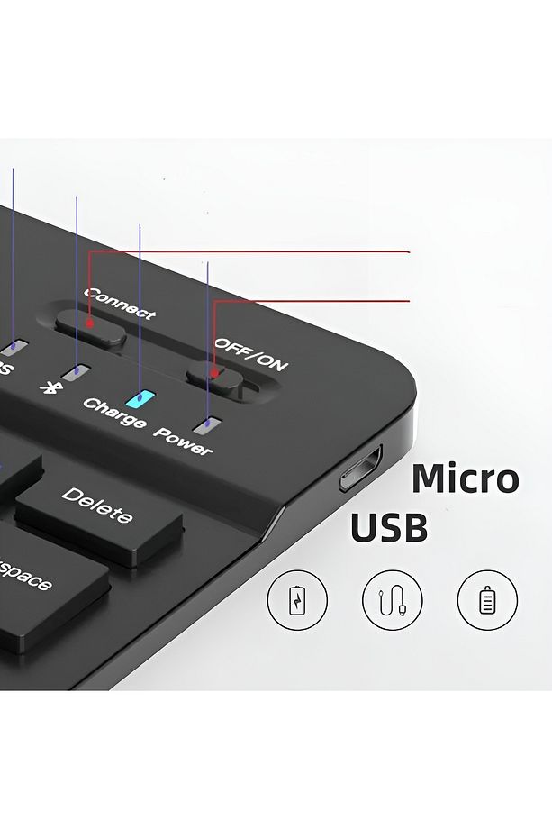 Kablosuz Klavye Telefon Tablet Bilgisayar İçin Bluetooth Klavye Süper İnce Klavye Mouse Set - 6