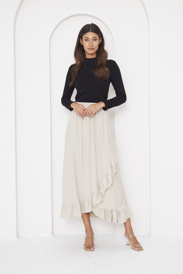 WHITE Ruffled Long Wrap Skirt, Hijab Skirt, Ruffled Skirt, Hijab Long Skirt, Long Gift Skirt