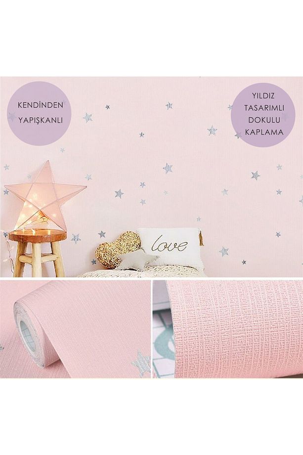 Kendinden Yapışkanlı Yıldız Görünümlü Duvar Kağıdı Çocuk Odası Kaplama Dolap - 5