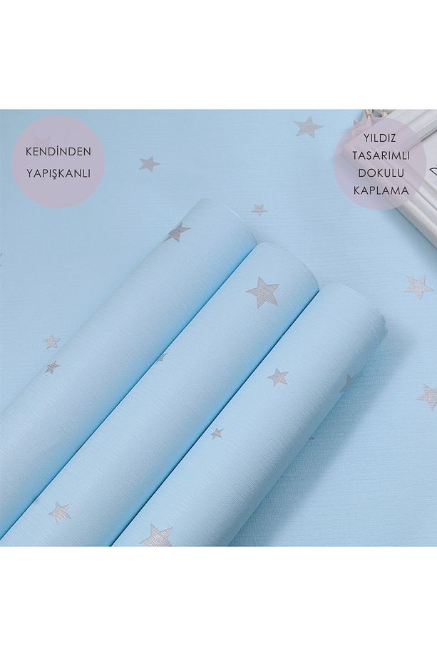Kendinden Yapışkanlı Yıldız Görünümlü Duvar Kağıdı Çocuk Odası Kaplama Dolap - 1