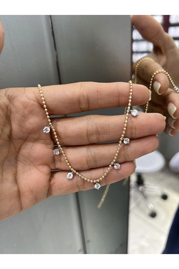 Taşlı Top Kolye - 1