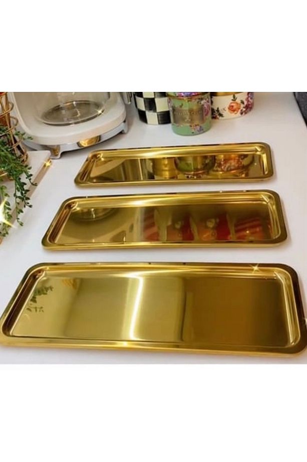 6 Adet Gold Renk Tepsi Uzun - 1