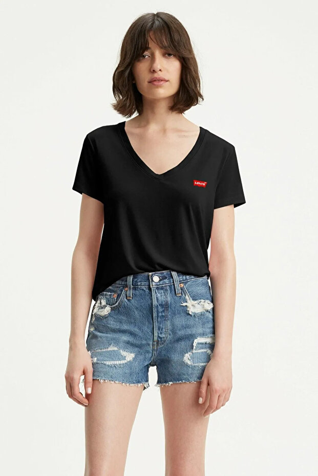 Perfect Vneck Caviar Black Women's T-Shirt