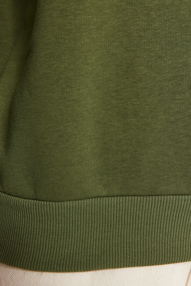 Haki Kalın İçi Polarlı Regular/Normal Kalıp Bisiklet Yaka Basic Örme Sweatshirt TWOAW24SW00101 - 5