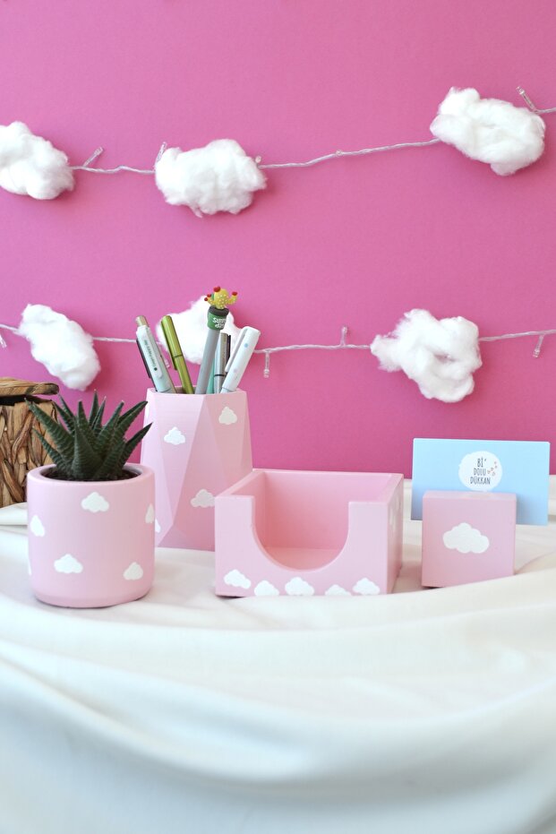 Five Piece Office Set| Pen Holder Flower Pot Plant Notepad Holder Business Card Holder
