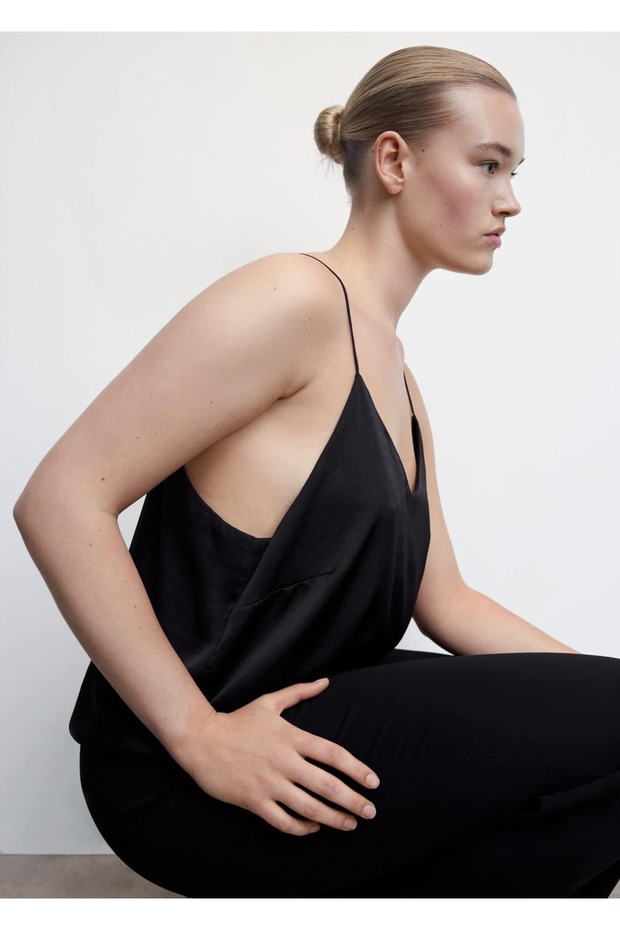 Bluse mit Satinträgern - 7