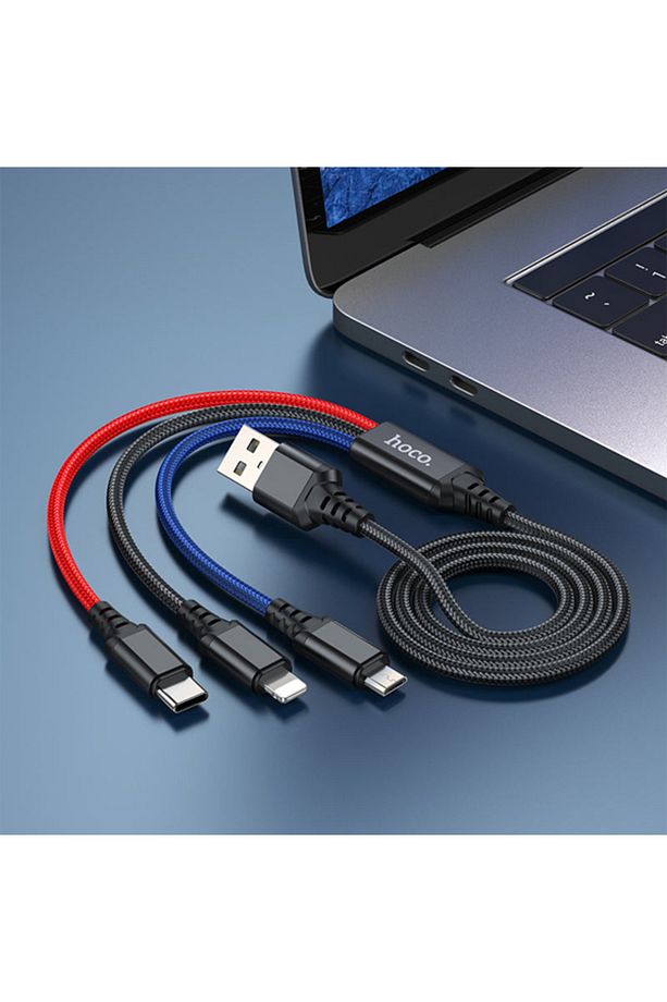 HOCO X76 3in1 Type-C + iPhone Lightning + Micro USB 2A Şarj Kablosu ÇOK RENKLİ - 4