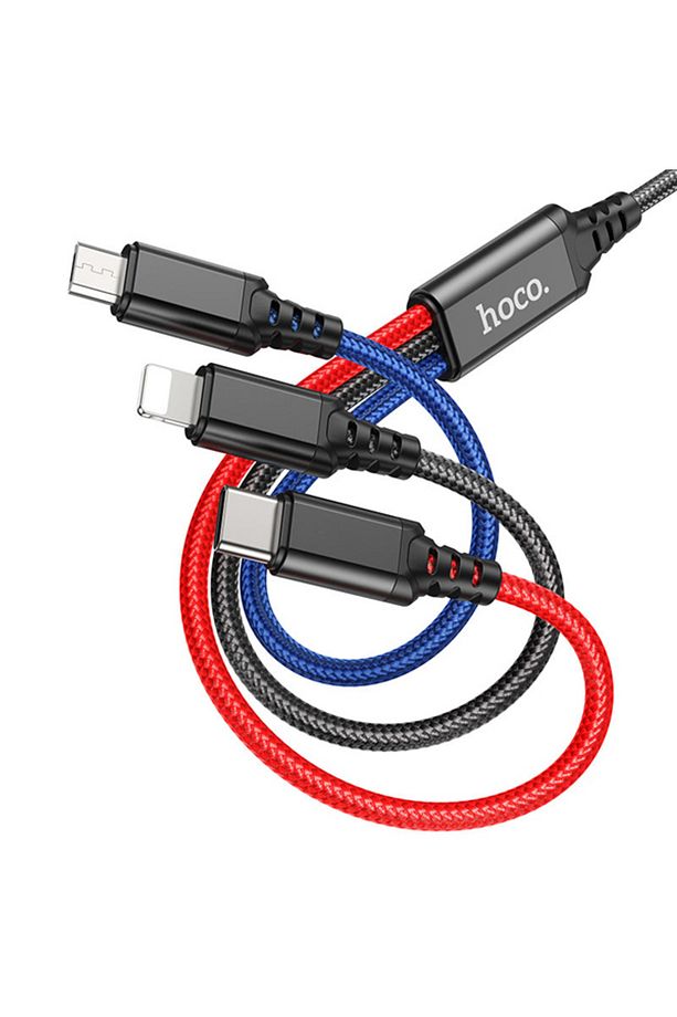 HOCO X76 3in1 Type-C + iPhone Lightning + Micro USB 2A Şarj Kablosu ÇOK RENKLİ - 2