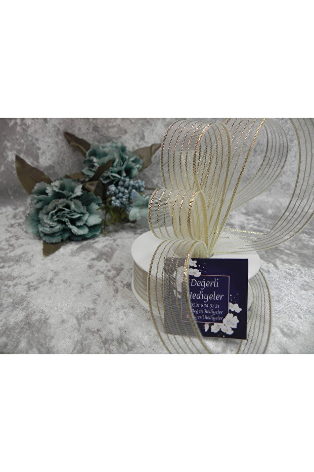 2.5 CM 6 WAY GOLD STRIP RIBBON 20 MT