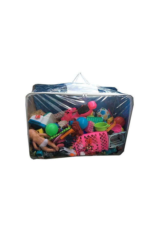 Şeffaf Kulplu Pvc Poşet Oyuncak Saklama Düzenleme Poşeti Oyuncak Hurcu 64x45x30cm - 2