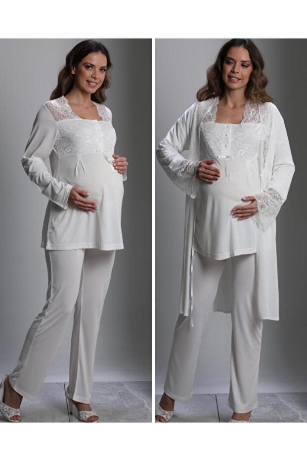 3018 Maternity 3-Piece Pajamas Dressing Gown Tk
