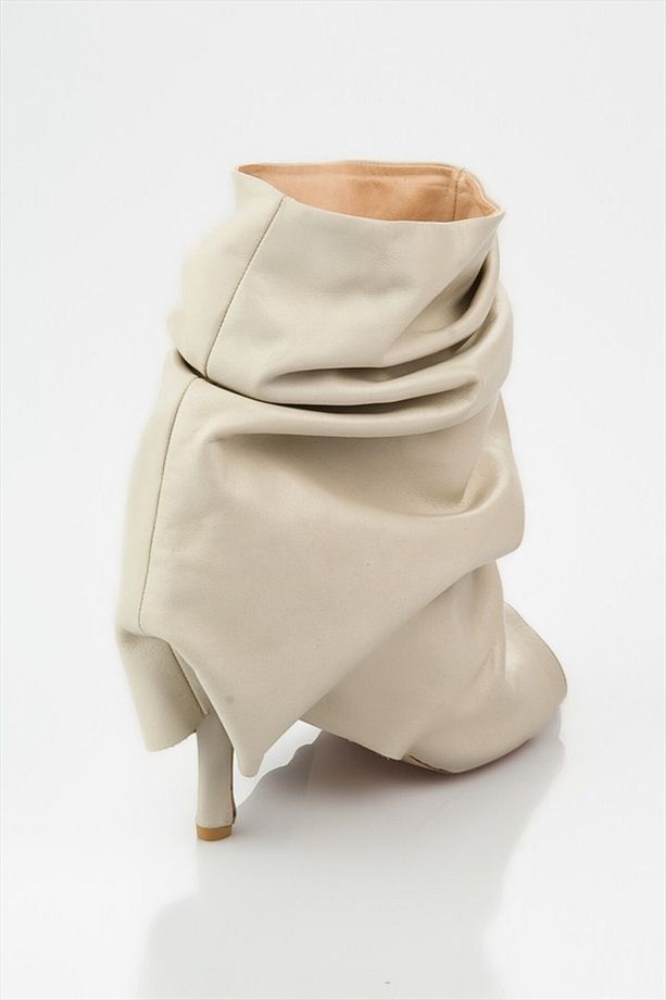 Krem Rengi Peep Toe Yüksek Ökçe Bot - 3