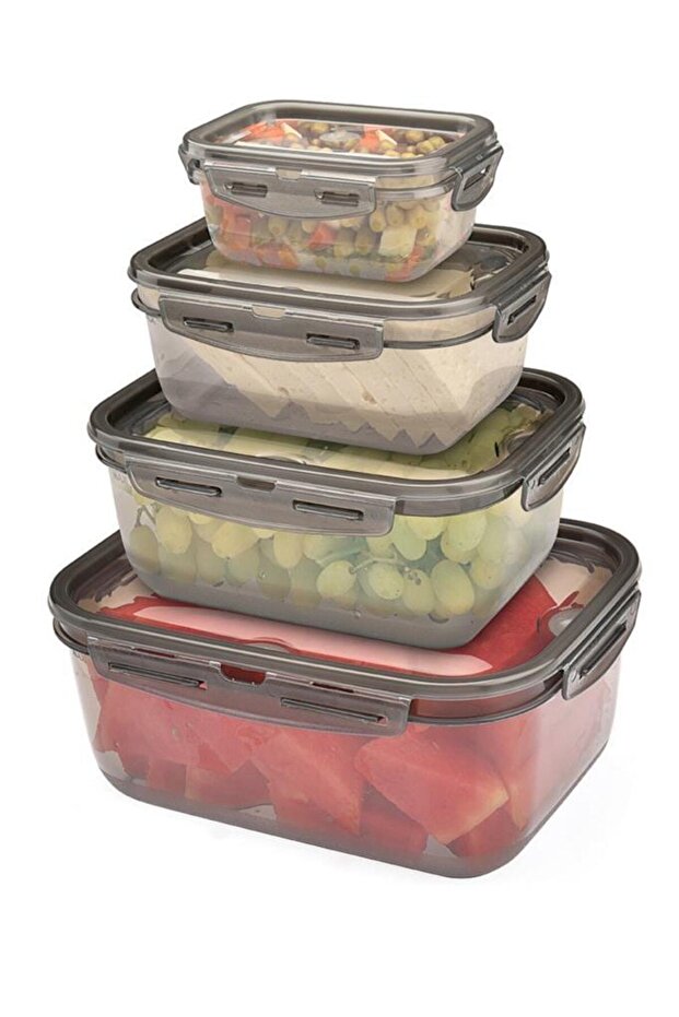4-Piece Rectangular Storage Set with Smoke Lock and Lid