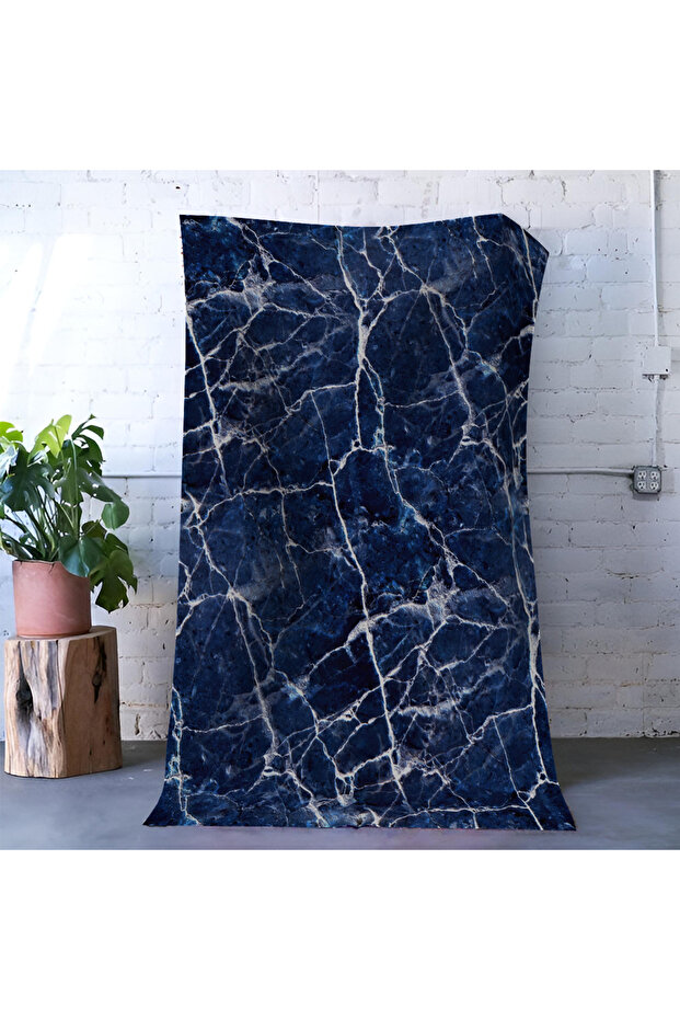 Mira Blue Themed Marble Patterned Modern Decorative Carpet Mira 1623
