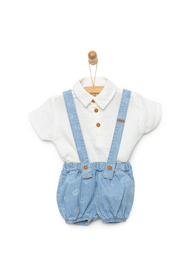 Newborn Denim Shorts Salopet-Shirt 2-Piece Set Baby Boy