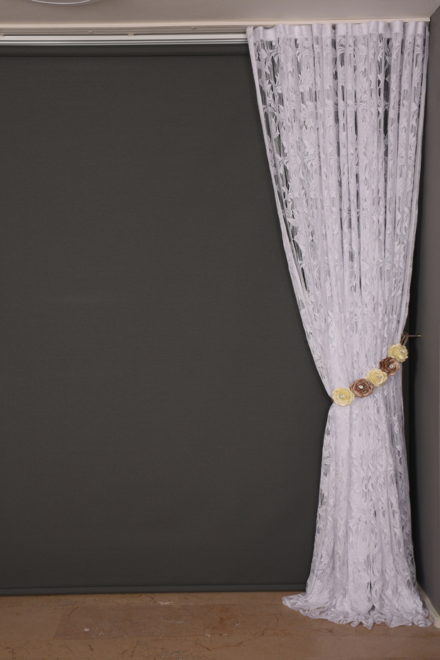 LEAF MODEL WHITE COLOR STRING CURTAIN READY BUTTONS STITCHED STRING CURTAIN 300*270 cm - 6