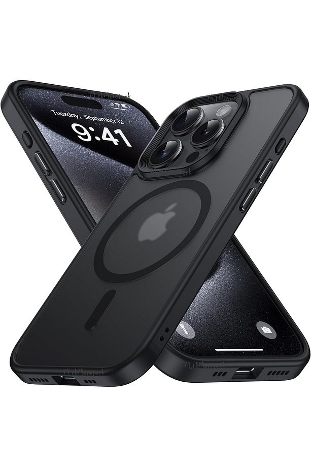 İphone 15 Pro Max Kılıf Kamera Yükseltili Magsafe Şarj Destekli Mat Renkli Kenar Hassas Buton Kapak - 1