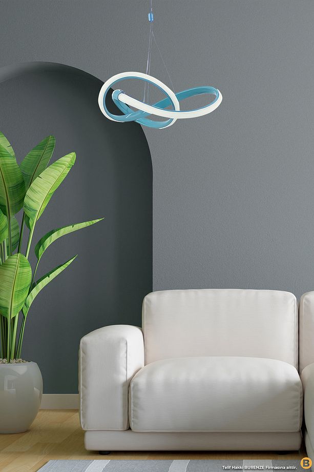 Modern Tekli Sarkıt Power Led Avize Mavi Beyaz Işık Ledli Çocuk Odası Avize - 1