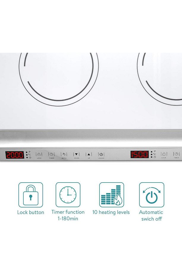 Çift indüksiyon ocak 3500 W – 2 ocak zamanlayıcı dokunmatik ekran tencere algılama - 5