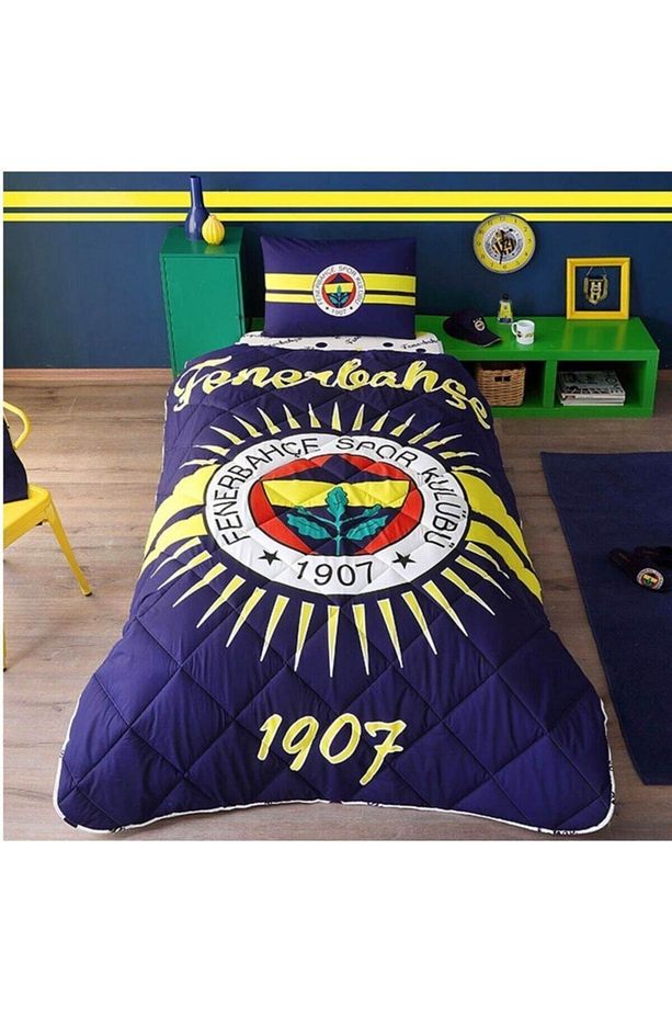 Fenerbahçe Güneşi Tek Kişilik Yorgan Seti Uyku Seti Yastık Hediyeli - 1