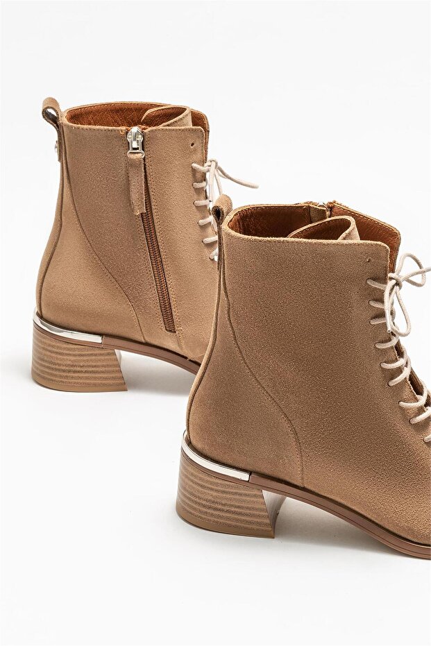 Taba Deri Kadın Topuklu Bot - 4