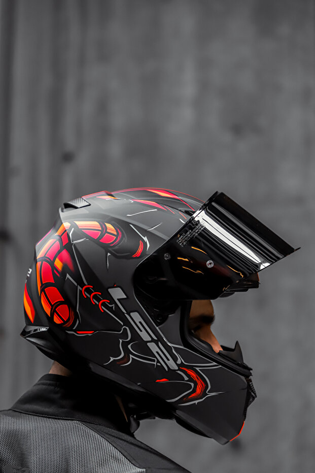 STREAM EVO ZUKO MAT SİYAH-TURUNCU KASK - 5