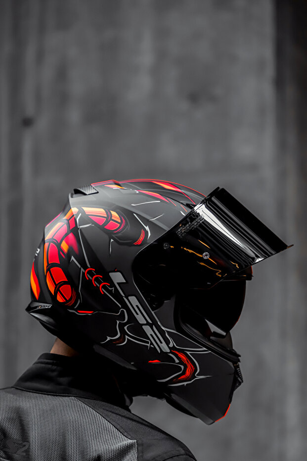 STREAM EVO ZUKO MAT SİYAH-TURUNCU KASK - 6