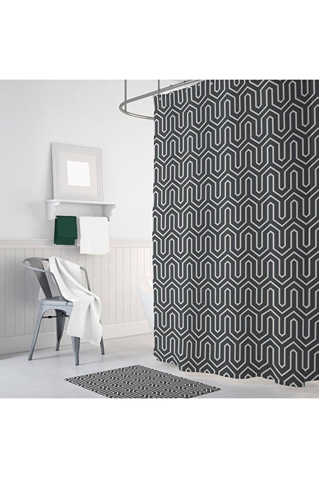 Jackline Double Wing Bathroom Shower Curtain 2x110x200cm New Collection