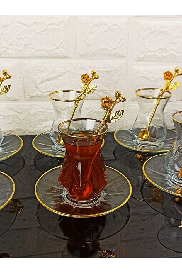 طقم شاي علياء مذهّب 12 قطعة