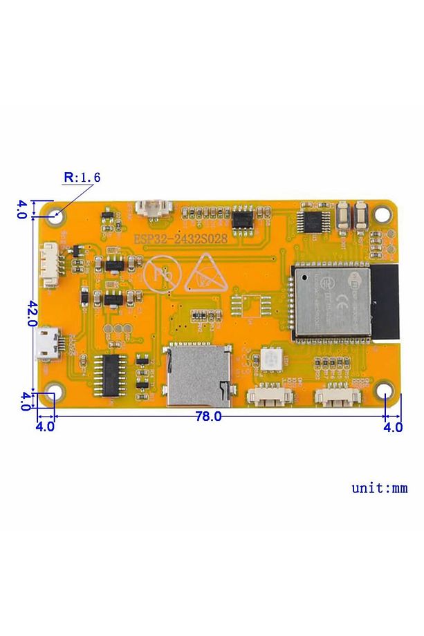 ESP32-2432S028R 2.8 inch Rezistif Dokunmatik Tft Lcd Modül 240x320 Pixel Rgb Led Ldr Usb Uart IO Se - 5
