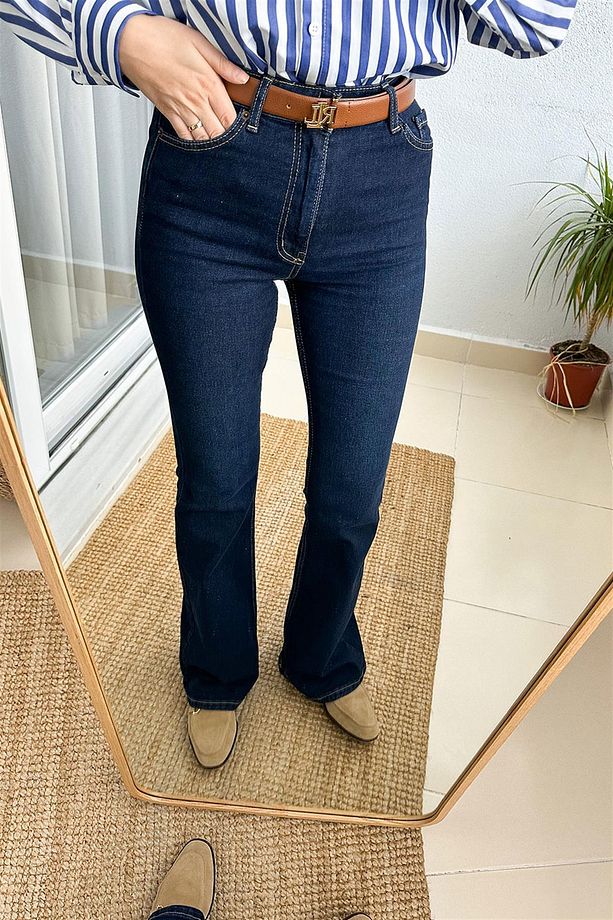 Monera Flare Jeans Ispanyol Kot Yüksek Bel Solmaz - 3