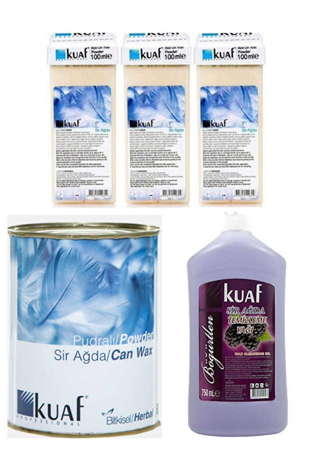 Konserve Sir Ağda Pudra 800 Gr + Kuaf Pudra Kartuş Ağda 3 Adet+ Ağda TemizlemeSuyu Böğütlen - 1